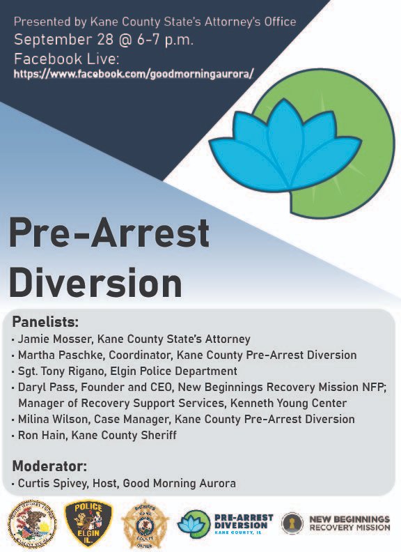 The next Kane SAO Facebook Live will be about Pre-Arrest Diversion. Follow the link to learn more, and please plan to join us.
saopublic.co.kane.il.us/News%20Release…