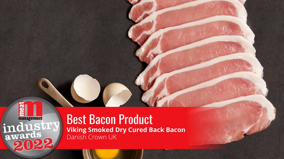MeatManagement's tweet photo. The title of Best Bacon Product goes to @DanishCrownUK for Viking Smoked Dry Cured Back Bacon! A big congrats to all involved! #MMMeatAwards https://t.co/SgtYonpNhw