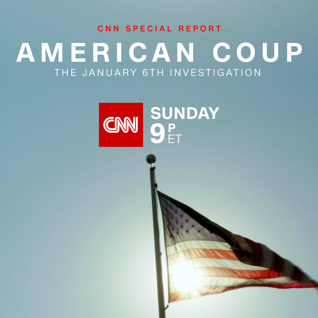 CNN's tweet photo. Join CNN’s @JakeTapper as he takes a deeper dive into the evidence from the January 6th Committee. CNN Special Report – American Coup – The January 6th Investigation airs Sunday at 9 p.m. ET https://t.co/bF6riw1qLD