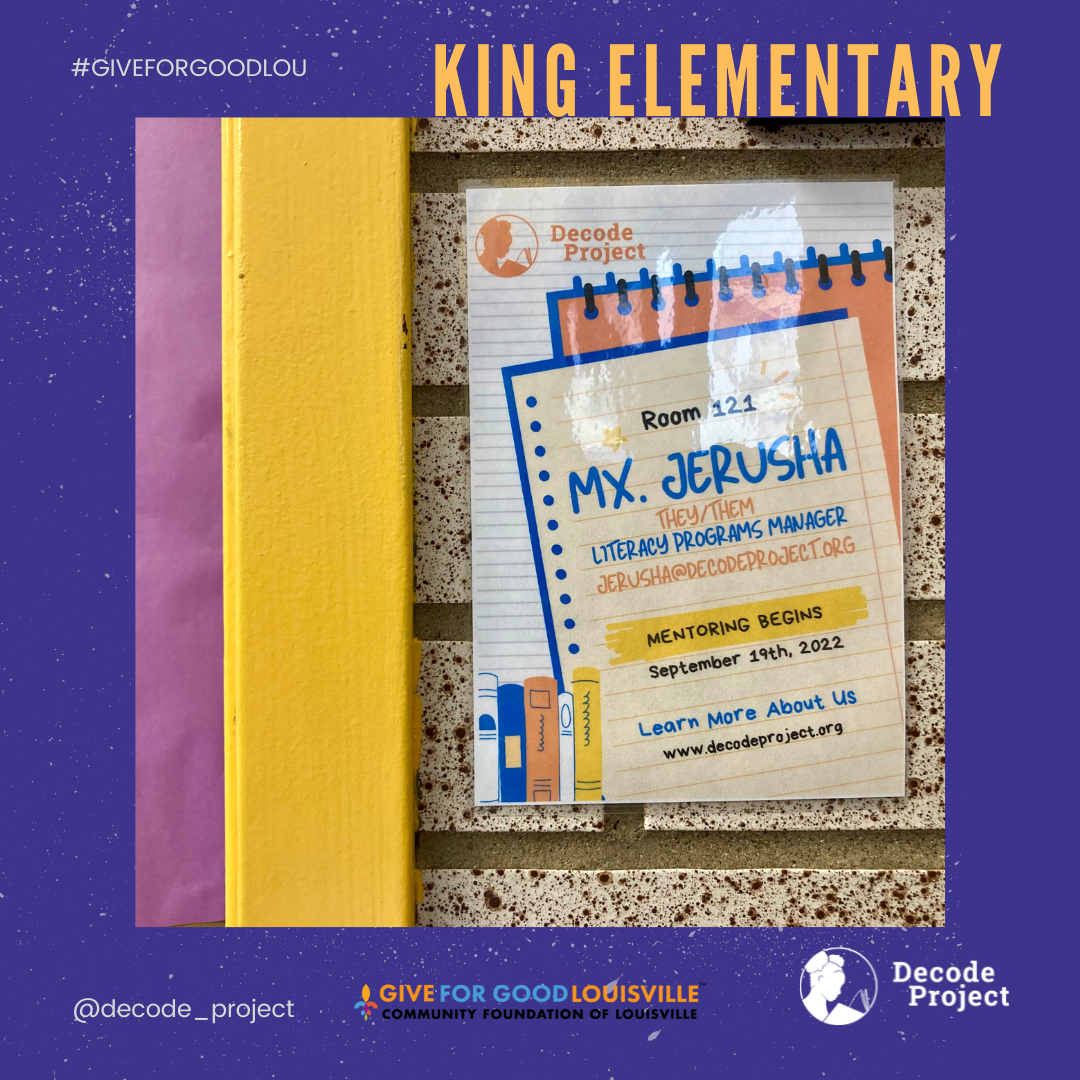 DecodeProject (@decode_project) on Twitter photo We could not be more excited about our partnership with <a href="/kingelemjcps/">M.L. King Jr. Elementary</a>!
You can join us by giving towards our #GiveforGoodLou goal of $12,000 today. Link in our profile.
#givingday #decodeproject #equityineducation #readingisfreedom We could not be more excited about our partnership with <a href="/kingelemjcps/">M.L. King Jr. Elementary</a>!
You can join us by giving towards our #GiveforGoodLou goal of $12,000 today. Link in our profile.
#givingday #decodeproject #equityineducation #readingisfreedom