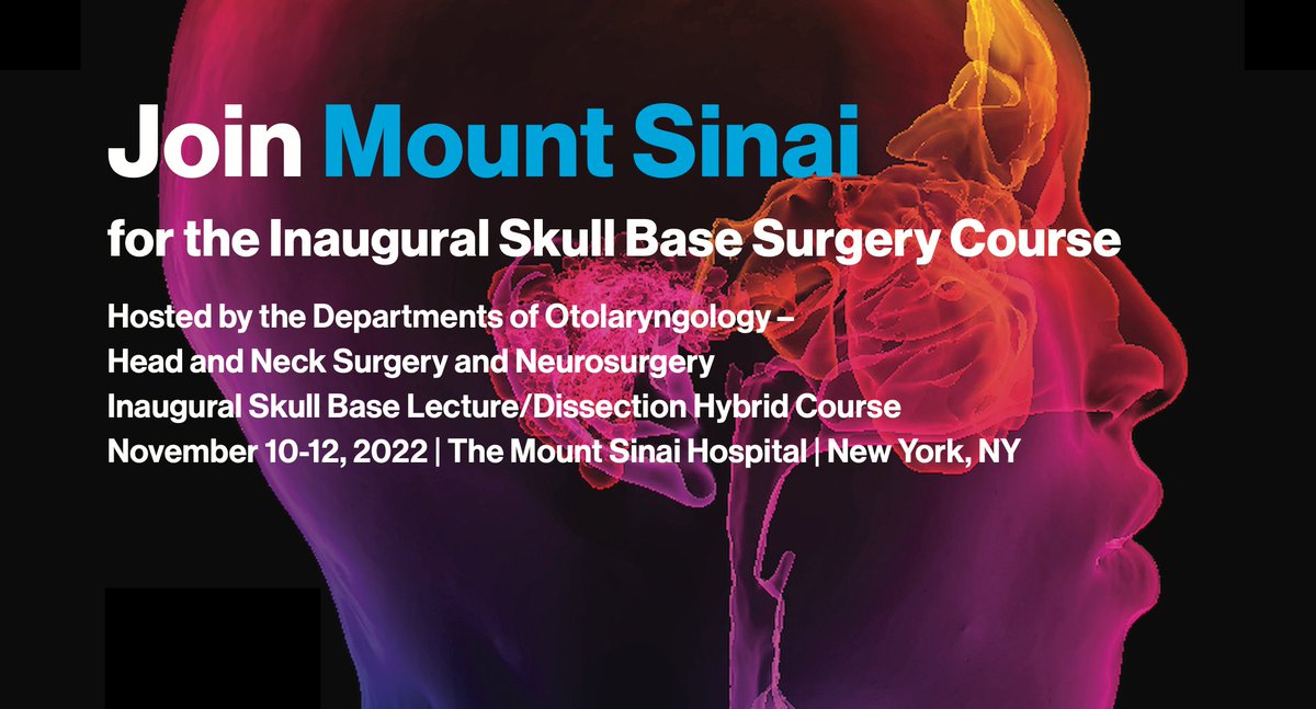 Mount Sinai Health System (@mountsinainyc) on Twitter photo Led by Eric Genden, MD and <a href="/JoshBedersonMD/">Dr. Joshua Bederson</a>, the Annual Skull Base Hybrid Lecture/Dissection Course is a comprehensive review with hands-on training of skull base open and endoscopic approaches. Register and learn more about the November event: mshs.co/3dr2oPF Led by Eric Genden, MD and <a href="/JoshBedersonMD/">Dr. Joshua Bederson</a>, the Annual Skull Base Hybrid Lecture/Dissection Course is a comprehensive review with hands-on training of skull base open and endoscopic approaches. Register and learn more about the November event: mshs.co/3dr2oPF