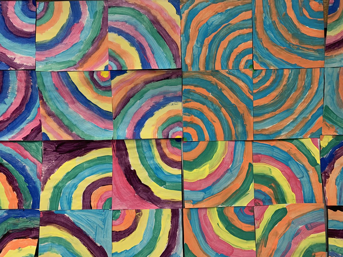 Gr. 2s at <a href="/riverheights11/">riverheights</a> making their mark today, painting concentric circles around their dot! #InternationalDotDay #TheDot