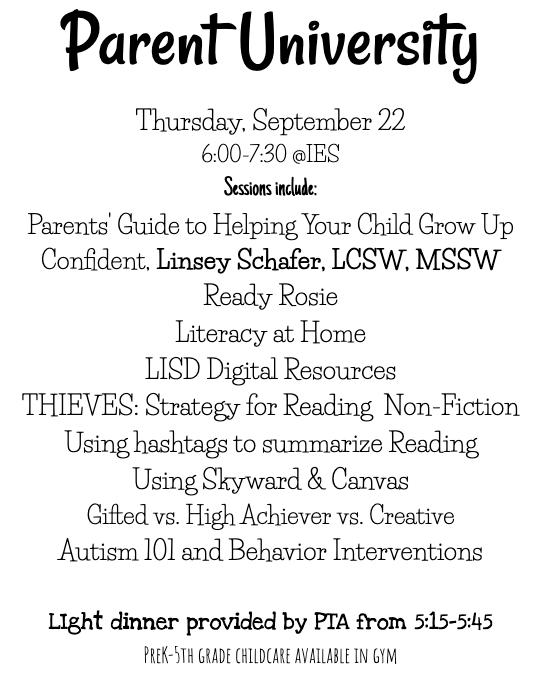 Amber Olson (@iescounselor) on Twitter photo <a href="/IndependenceEs/">Independence ES</a> we're back in person with Parent University! This is a night you won't want to miss! <a href="/PTAatIES/">Independence PTA</a> <a href="/IndependenceEs/">Independence ES</a> we're back in person with Parent University! This is a night you won't want to miss! <a href="/PTAatIES/">Independence PTA</a>