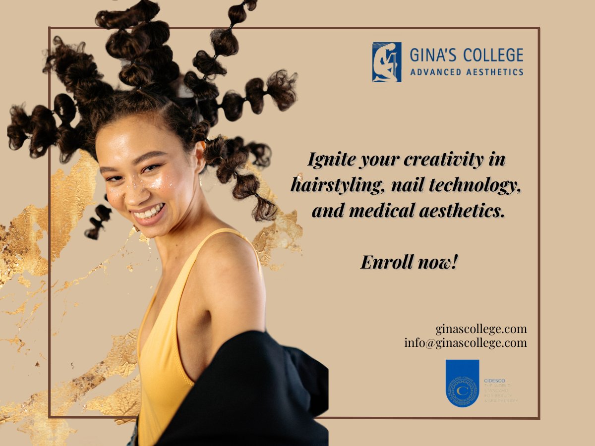 GinasCollege's tweet photo. Ignite your creativity and learn about hairstyling, nail technology, spa treatments, medical aesthetics, and more. ✨ See the link for a complete list of our courses to get started.

https://t.co/bgTy4WEdwr

#ontariobeauty #medicalaestheticstraining #beautytraining #beautyschool https://t.co/k9HFKhvXSE
