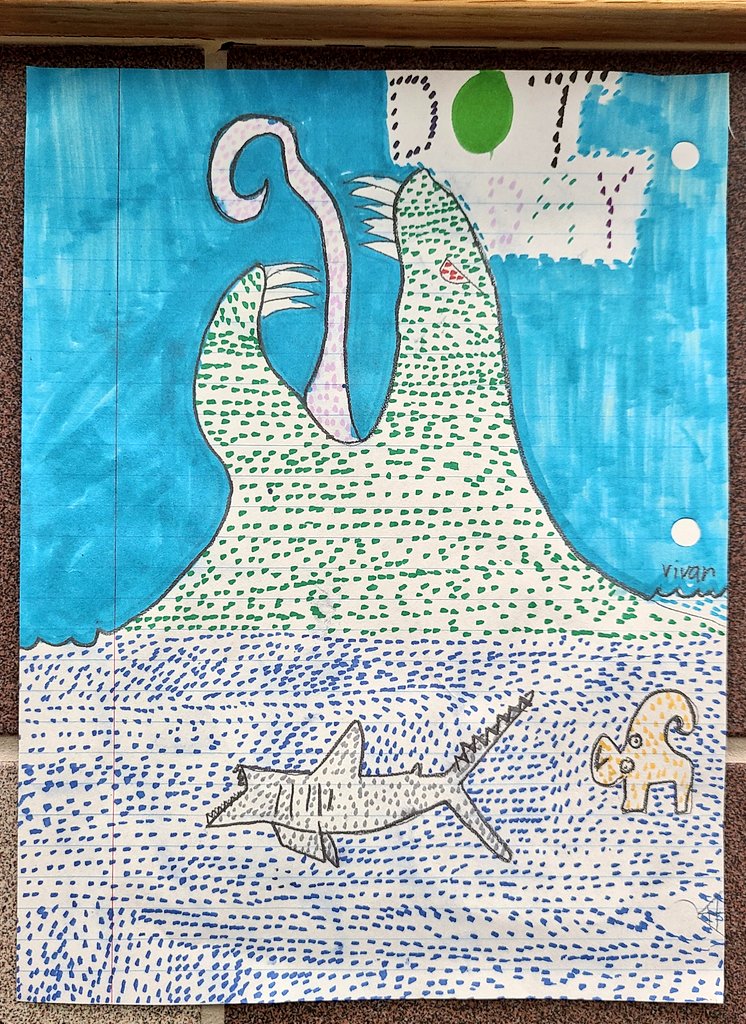 MissLugo_'s tweet photo. Our Dot Day display this year included collaborative and individual student work, and work from our school's Bedtime Read Aloud through Zoom! #FISDfineartsleads #dotday #dotday2022 @peterhreynolds https://t.co/692nohCQgf