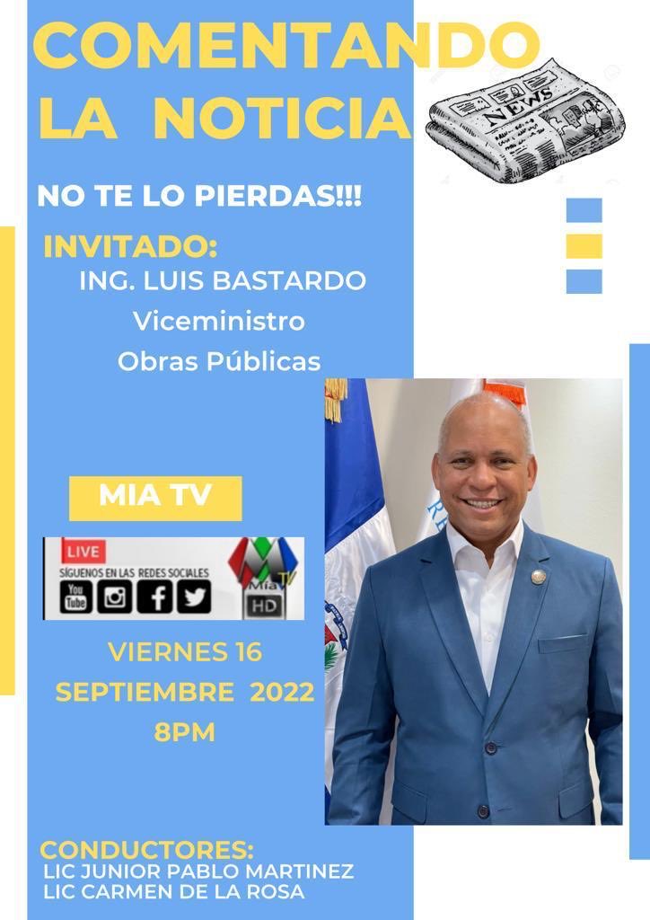 Este viernes tendremos la comparecencia del ING. LUIS BASTARDO Viceministro de Coordinación Regional de Obras Públicas y Comunicaciones.