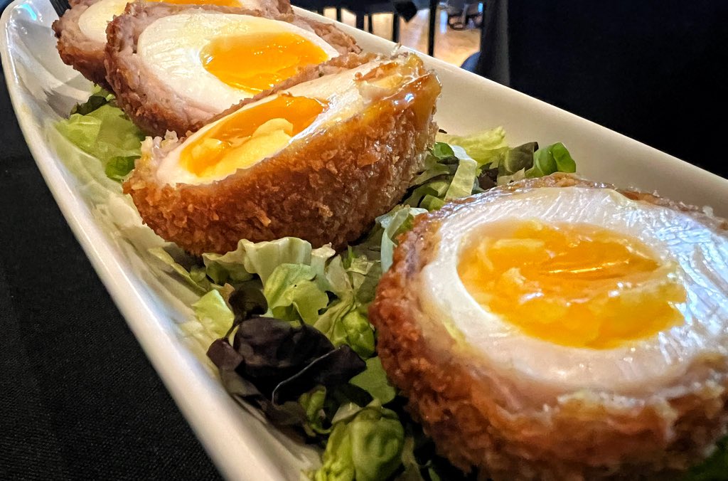RonRuggless's tweet photo. In memory of Queen Elizabeth, I’m having Scotch Eggs at @thirstylion https://t.co/ZwZUEAjKHn