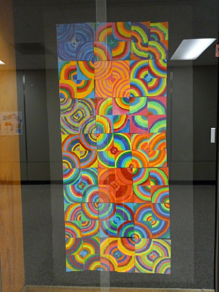 MrsPanetti's tweet photo. Dot Day collaborations happening in Art I! #InternationalDotDay @ElsikHSArt @aliefFineArts https://t.co/Wphfnmh7MX