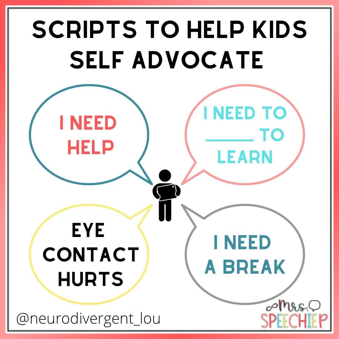 reach_therapy's tweet photo. REPOST
Self advocacy is an important skill for kids to have and having a ready made script can really support kids ability to advocate. Scripts are easy to access when a child is feeling stressed/overwhelmed. Practice these scripts when are NOT overwhelmed is also key to success. https://t.co/Sq5LLL4MeQ