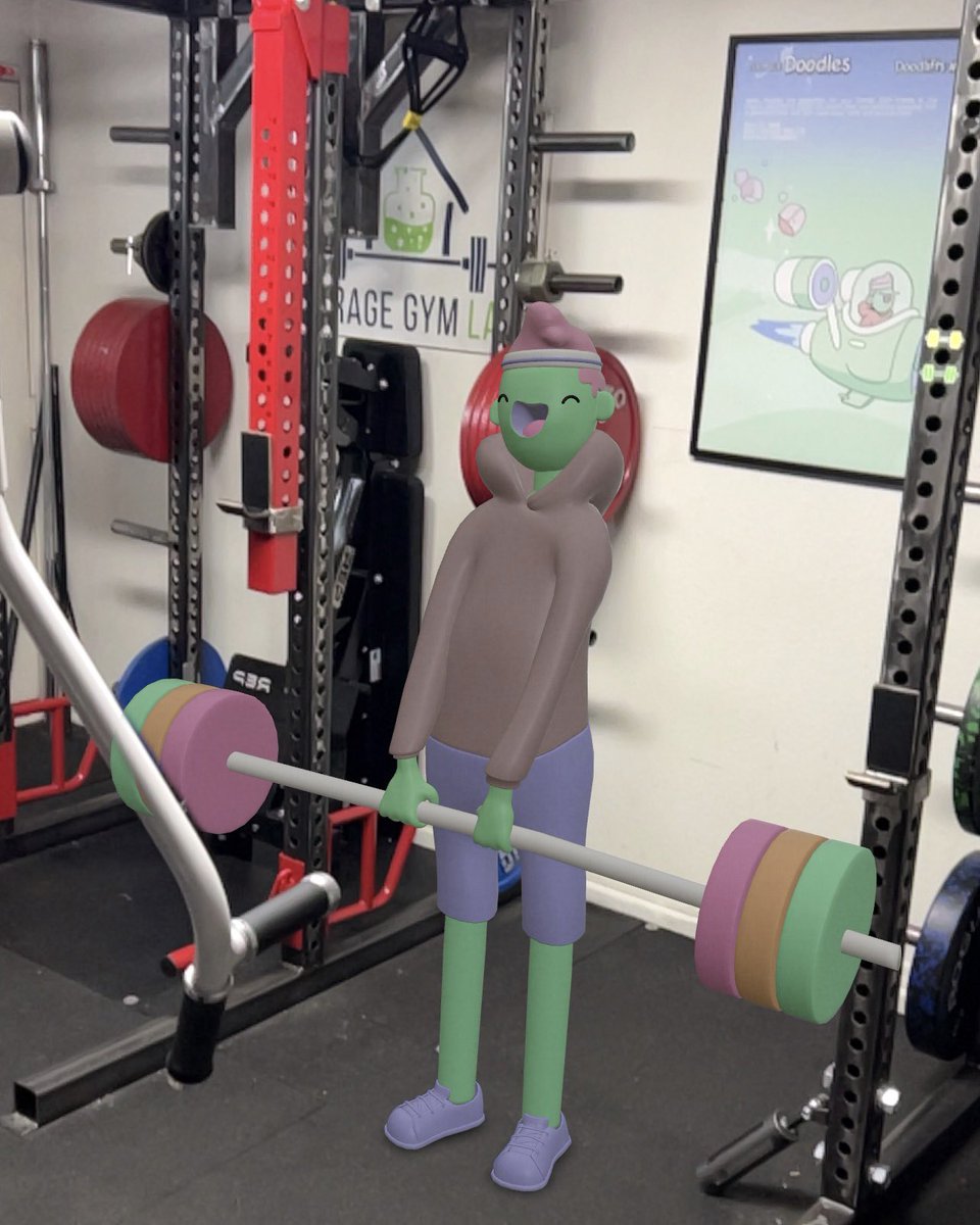 doodlifts's tweet photo. Found this guy out in the garage “touching iron” 😂 as @HulkHusky from @RailbreakersNFT would say.

@doodles Did you lift today?💪 https://t.co/PBT0UNRqWa