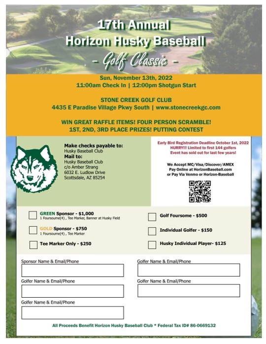 Beau Polvorosa (@beau2185) on Twitter photo CALLING ALL GOLFERS!!! Horizon Baseball just launched this year's registration for the 17th Annual Golf Classic. Register before Oct 1st and be entered in $100 gift card raffle. <a href="/husky_baseball_/">Horizon Husky Baseball</a> CALLING ALL GOLFERS!!! Horizon Baseball just launched this year's registration for the 17th Annual Golf Classic. Register before Oct 1st and be entered in $100 gift card raffle. <a href="/husky_baseball_/">Horizon Husky Baseball</a>