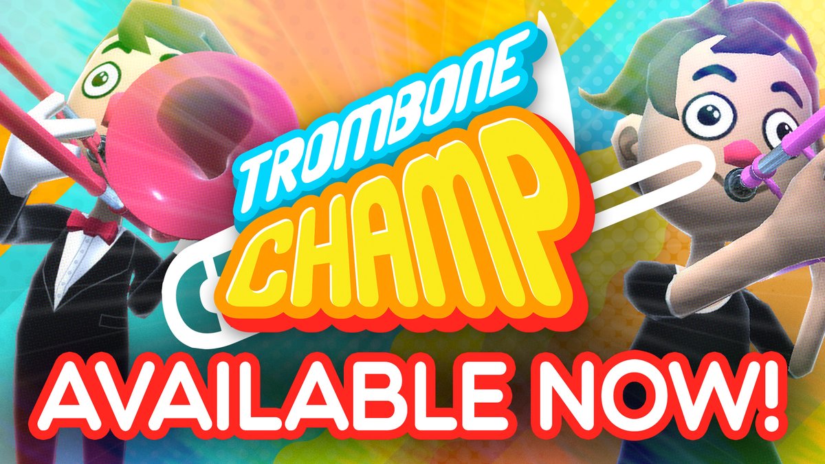 HolyWowStudios's tweet photo. Trombone Champ v1.00 is out! Grab it now (or whenever you feel like it... it's your life)! Thank you to our devoted little set of followers and everyone who helped playtest! https://t.co/hGpueMFwhz https://t.co/riWsIxlSk3