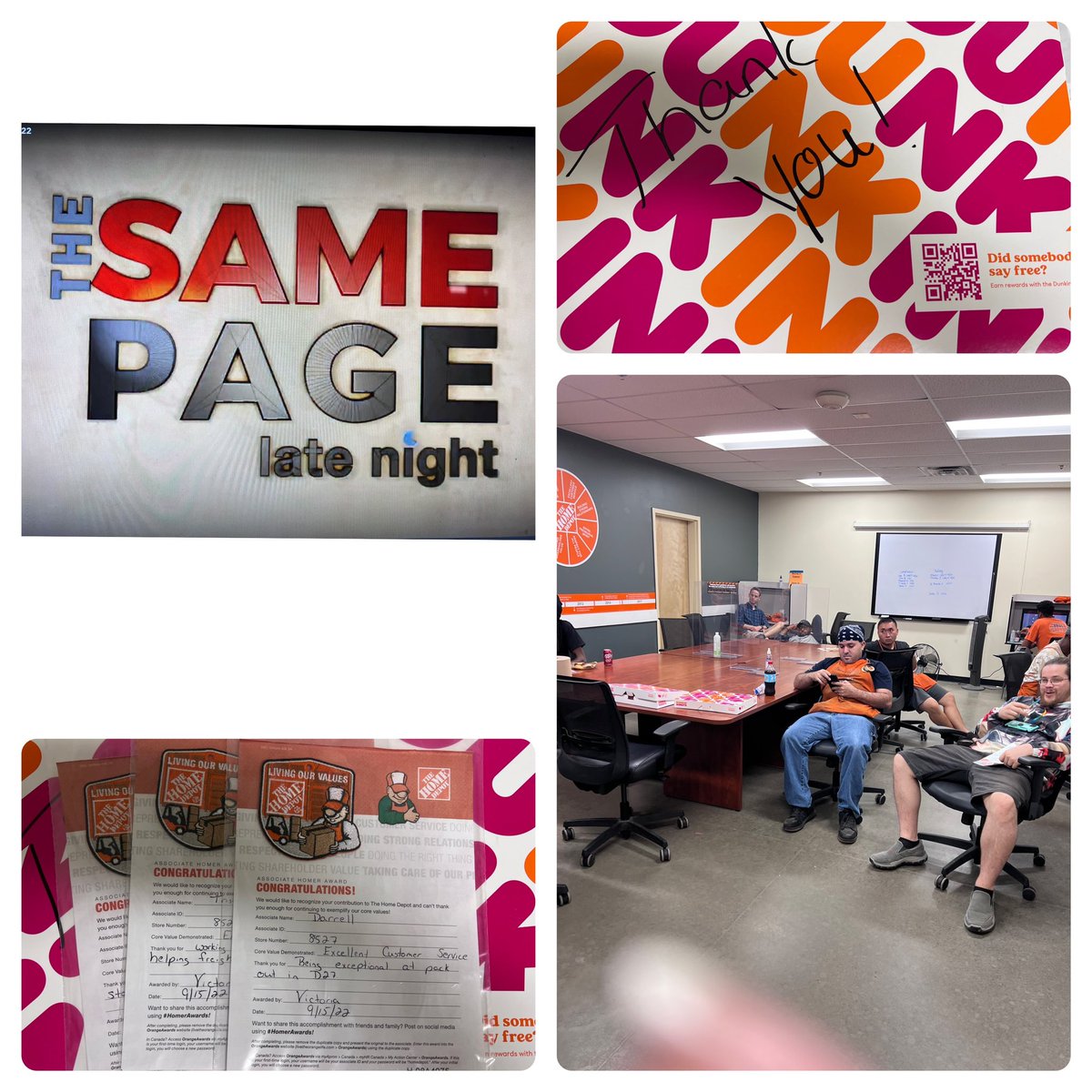 Same page, donuts and awards, a great way to start the night. #HomeDepot #freightflow <a href="/JoleneJmh6269/">J Hensley</a> <a href="/atunstall04/">Antonio Tunstall</a> <a href="/Jpmelton79/">Jason Melton</a>