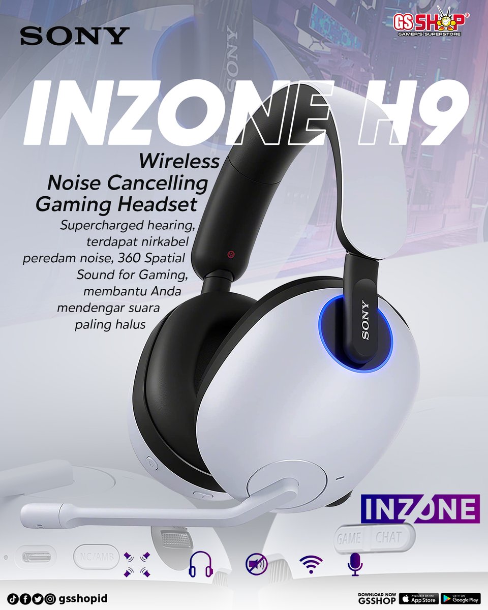 Sony Inzone H9 adalah Headset gaming terbaik untuk PlayStation 5.
Headset gaming wireless noise canceling INZONE H9 dgn 360 Spatial Sound for Gaming dapat membantu kamu mendengar suara paling halus.⁣⁣
Headset keren ini sudah bisa kamu beli di outlet GS Shop terdekat kamu loh ~