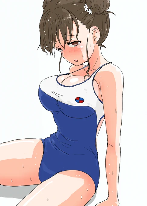 横須賀女子海洋学校指定水着着用でおだんごヘアーのリンちゃん #はいふり 