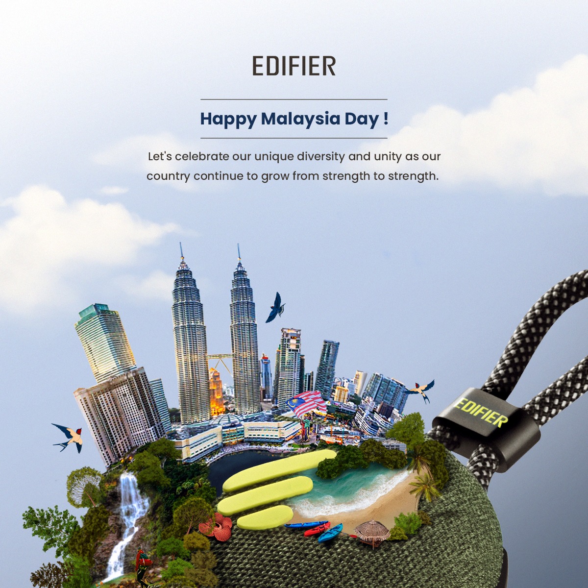 SELAMAT HARI MALAYSIA ! 
Let us all pledge to protect the peace, unity and embrace diversity of our great nation ❤️🇲🇾.

#edifier #edifiermalaysia #edifan #audio #speker #MalaysiaDay #16september #HariMalaysia #speaker #MP100plus