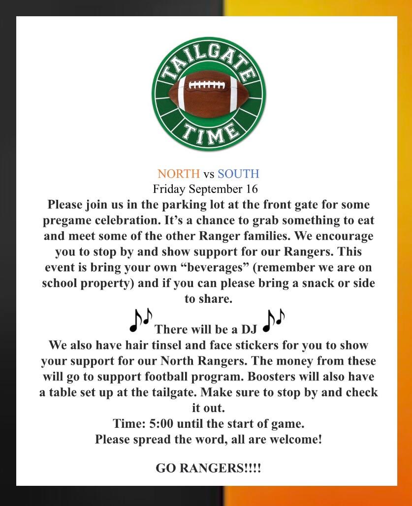 Attention Ranger fans. Please see below for tailgating information for tomorrows game. GO RANGERS!