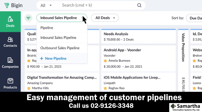 SamarthaSydney's tweet photo. Easy management of customer pipelines
Call us 02-9126-3348
#Sydney #Wollongong #zohopartner #Zoho #ZohoBigin #startup #smallbusinesscrm #zohosetup
#crmsetup #crm https://t.co/aWrjq8SMVJ