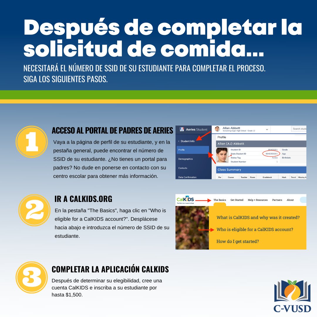 Did you know that when you apply for the free meal application, you could be eligible to receive up to $1,500 for your child's college tuition with the CALKids program? Complete the easy 10-minute application today. Click hubs.li/Q01msBl00