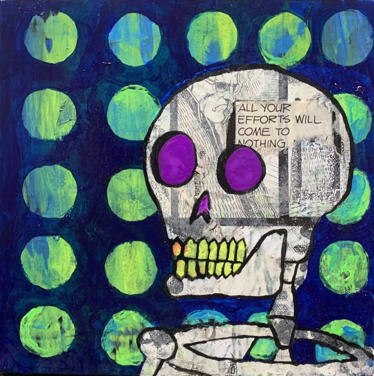 AnthonyContini's tweet photo. “Effortless” 6” x 6” Mixed Media on wood block #art #skeleton #ohio #artist #spooky #halloween #continiart https://t.co/M2laKQA6hb