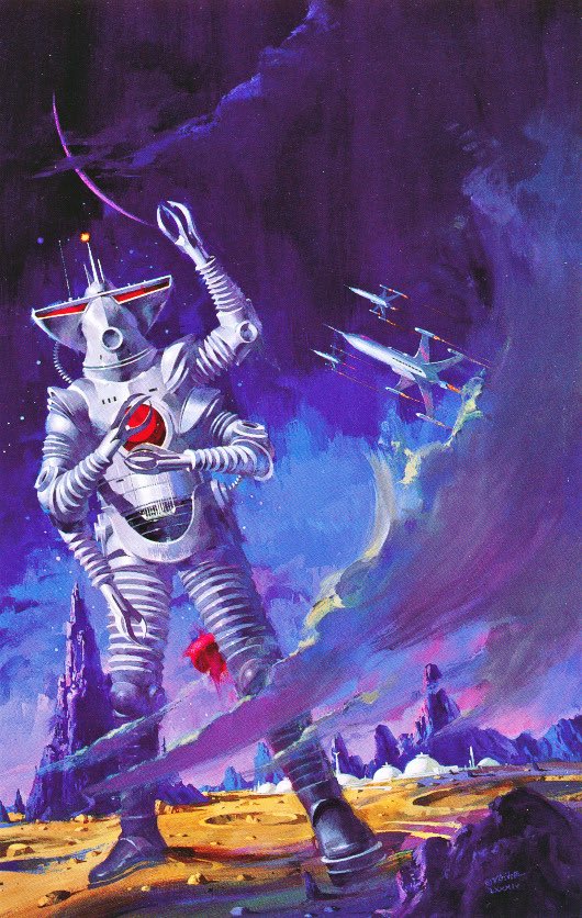 Giant robots 🤖. Art by Angus McKie x 2, Michael Whelan, Vincent DiFate