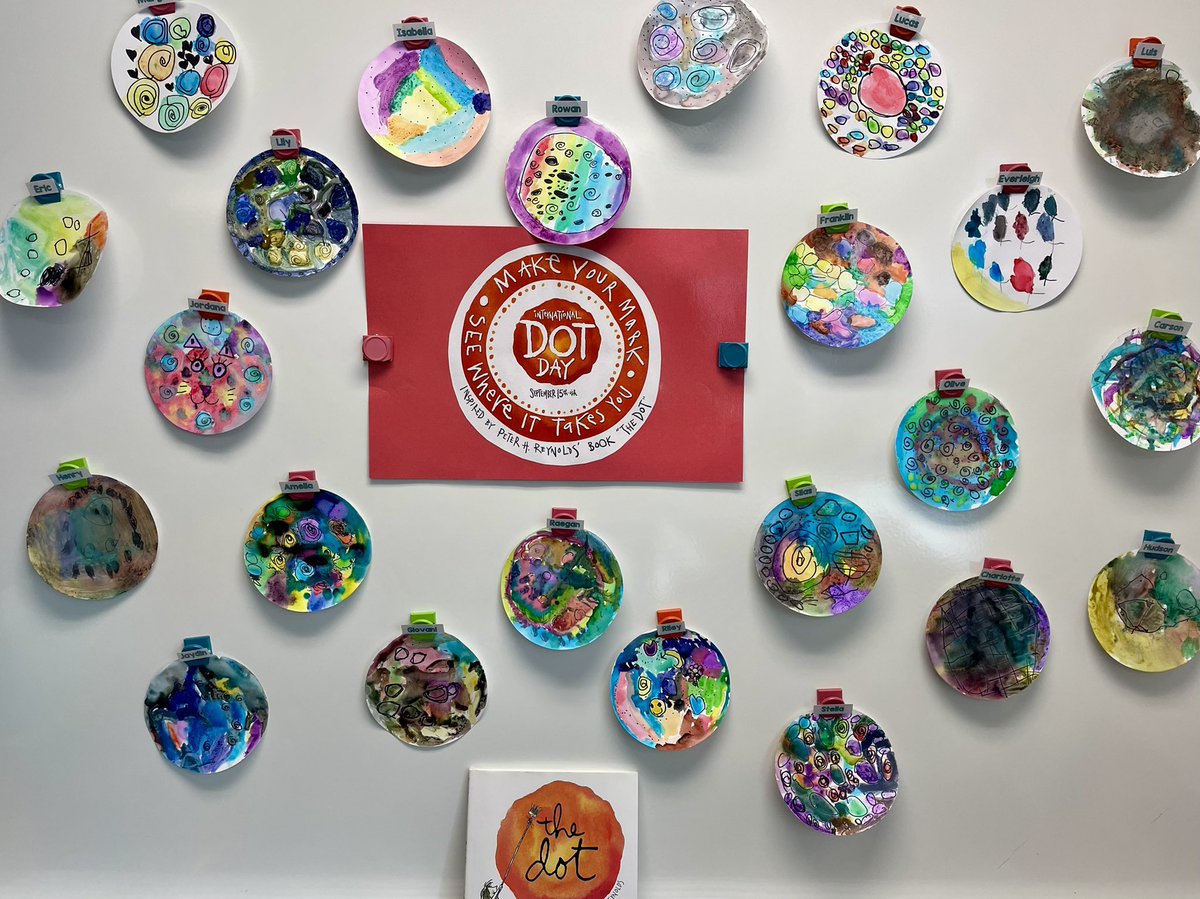 Fun day celebrating International Dot Day today in kindergarten! Our artists made their mark &amp; inspired each other to be brave &amp; try something new! Thanks <a href="/peterhreynolds/">Peter H. Reynolds</a> &amp; <a href="/DotClubConnect/">International Dot Day</a> for creating a culture of kindness, compassion &amp; creativity! <a href="/BaldwinRcs/">Baldwin Elementary - RCS</a>  <a href="/rochcommschools/">Rochester Community Schools</a>