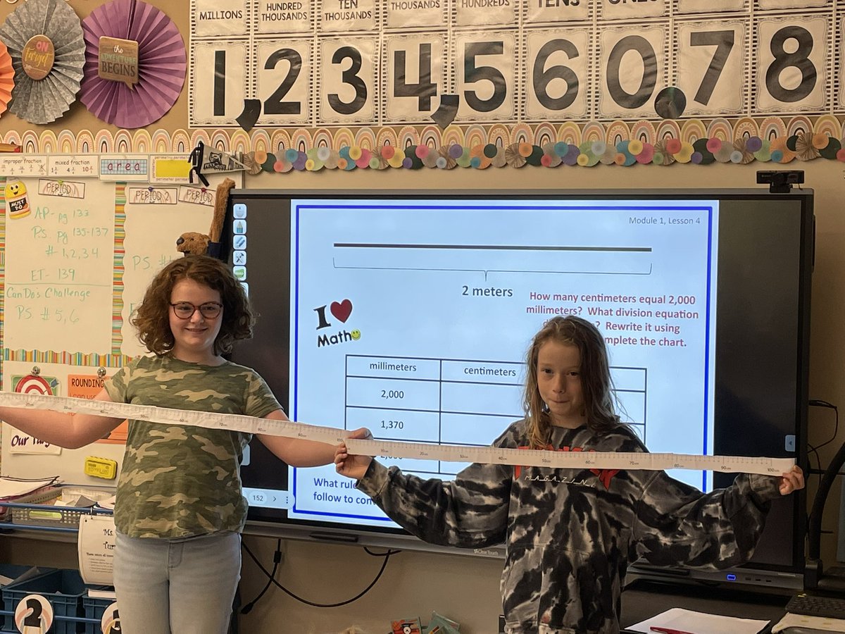 ONeill5thGrade's tweet photo. Students’ used meter sticks to model different metric conversions using meters, centimeters and millimeters. #qcsd #nedig  @NeidigElem @QCEAed https://t.co/BgawECmzhE