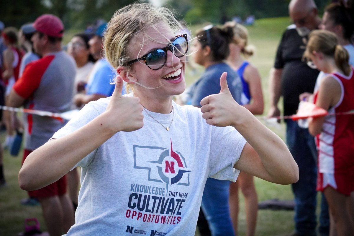 RNSportsCC's tweet photo. Two thumbs up from Charlee after a busy day in Bison Nation! The cross country team conquers Valley View and Bison softball snags a 2-0 win over Aurora. https://t.co/fM8RTyT7Gg