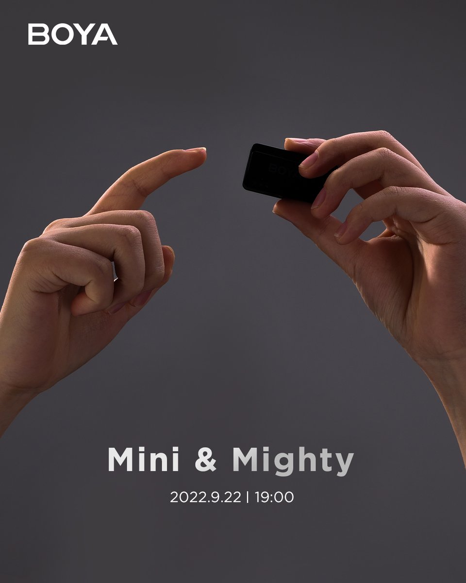 BOYAmic's tweet photo. Hello BOYA Fams! Mini & Mighty, a fantastic release is on its way. September 22nd. Let's stay tuned and keep an eye on it!
#boya #newrelease #newlaunch #boyaaudio #myboya #audiorecording #byxm6 #microphone #bestaudio #audioengineer #soundengineer #contentcreator #vlog #interview https://t.co/OvIPnwiZ9J
