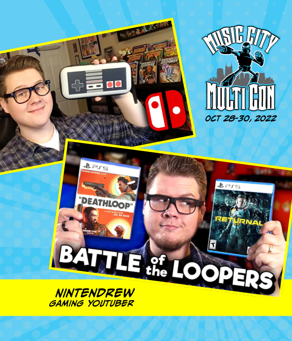 We are happy to announce Nintendrew, will be joining us at Music City Multi Con on October 28-30 in Lebanon, TN!
@Nintendrew runs a popular YouTube channel covering current and retro video game collecting and of course Nintendo. #retrogaming #Nashville #nintendo #comiccon