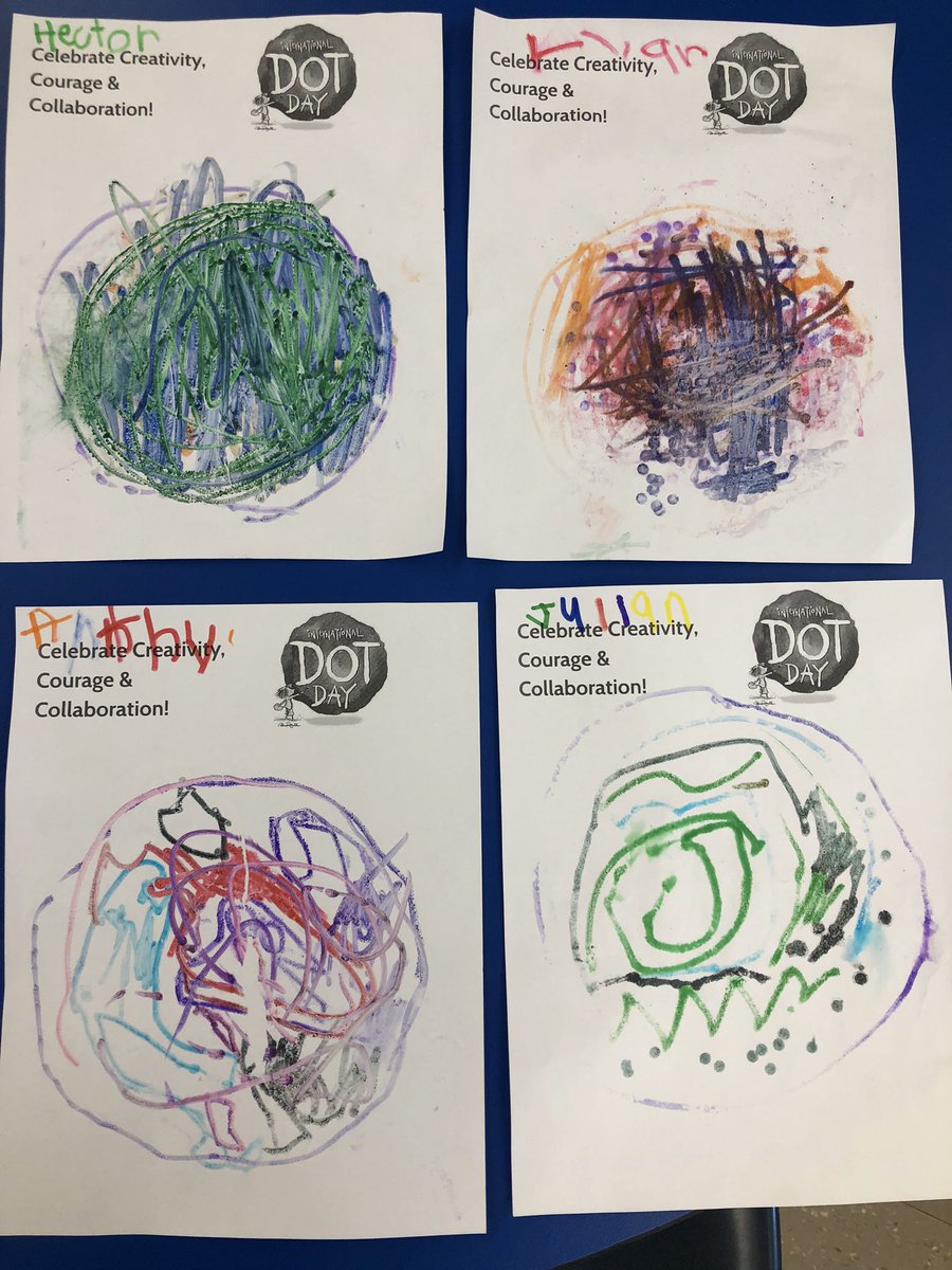 Dot Day! CLIMB classes did a printmaking lesson that created a dot mono print. Students used water based markers to create lines and mixtures of color on a gelli plate. Students transferred (printed) the image with a damp piece of paper and applying a little pressure.