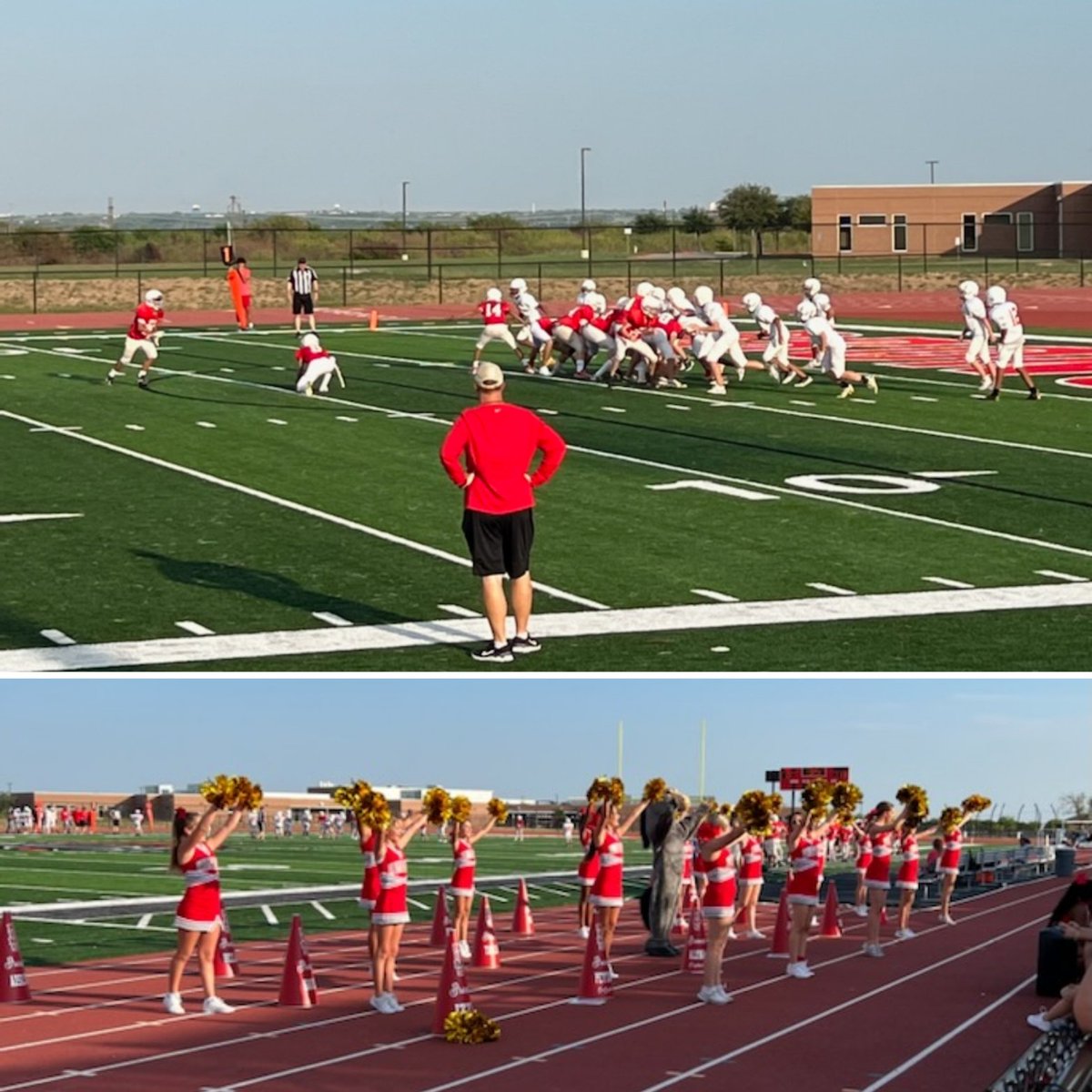 NorthBeltonMS's tweet photo. Monday night lights with our 7th grade football team and cheerleaders! Go Broncos! #BeltonISD #perseverance #collaboration https://t.co/d7P9Q9eAOL