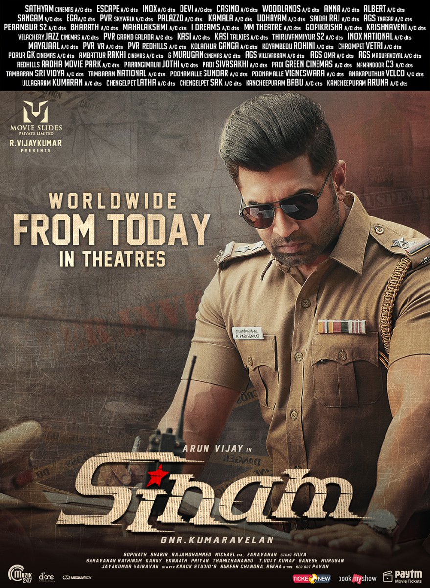 arunvijayno1's tweet photo. #Sinam in theaters from today 💥
From me to you, sharing #PariVenkat's story!!

An emotional family suspense thriller!!
#SinamFromToday 

@MSPLProductions @gnr_kumaravelan #Vijaykumar #Pallak  @kaaliactor @gopinath_dop @ShabirMusic @madhankarky @silvastunt @DoneChannel1 https://t.co/GkbzBBLXLS