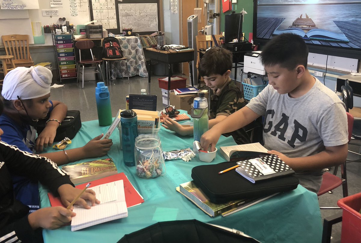 msmancuso5's tweet photo. We explored the realistic fiction genre with a relaxing “book tasting”. Our TBR (to be read) lists are filling up quickly! #PROUD2BNHPGCP https://t.co/62N5MyhxUH