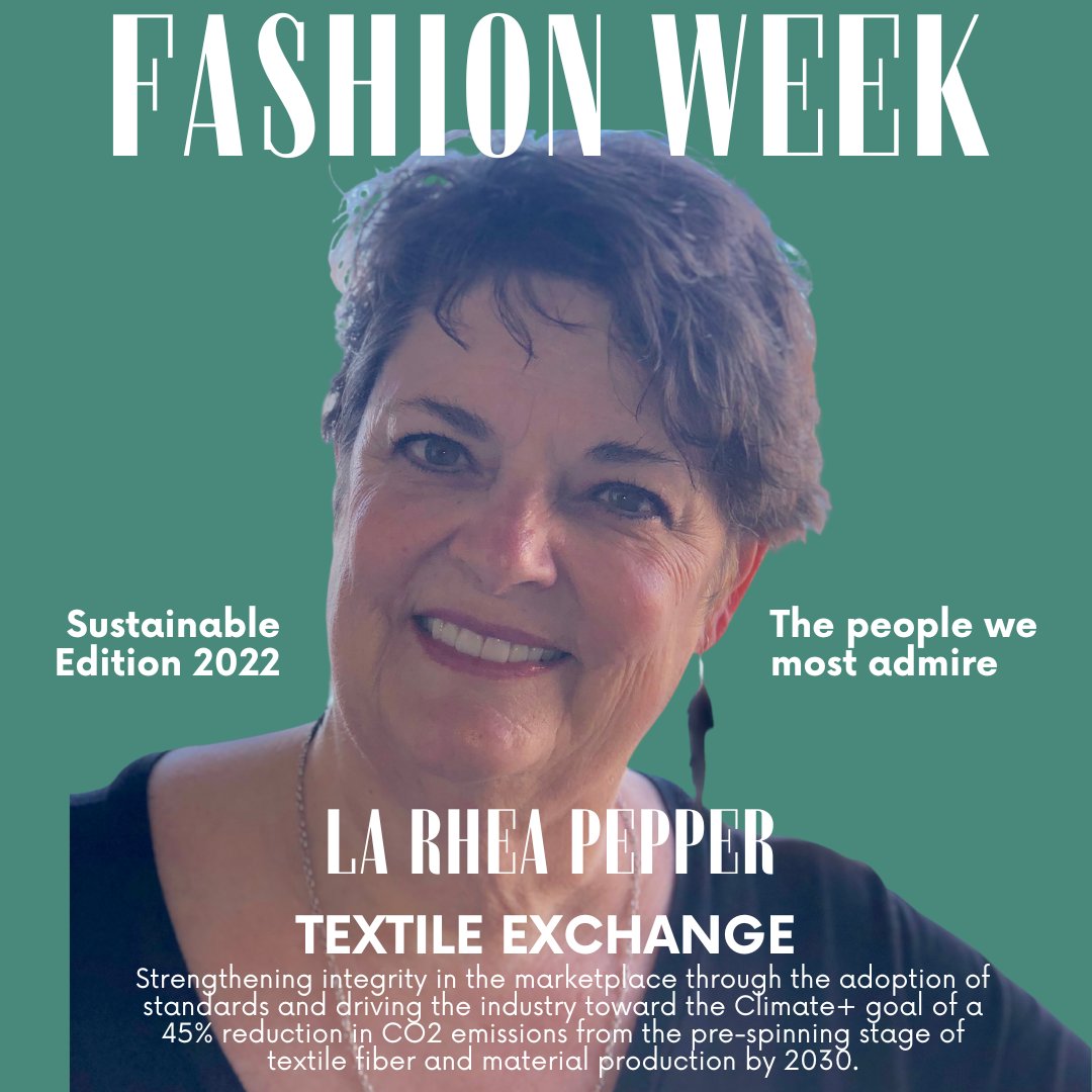EarthDay's tweet photo. Saluting those that drive the movement for #sustainability in #fashion.
 
Meet @LaRheaPepper, Chief Executive Officer and co-founder of the global non-profit @TextileExchange and a life-long advocate for more sustainable practices in the apparel and textile industry. https://t.co/EyVQ5fbEiy