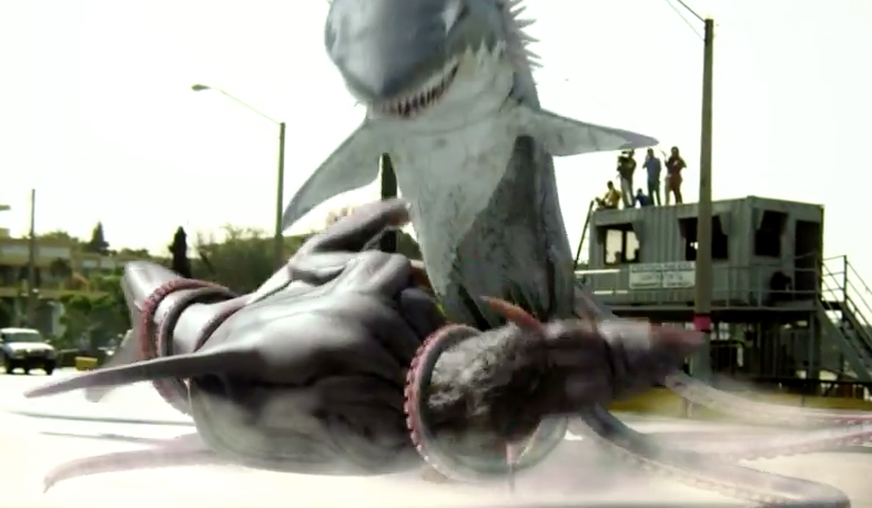 SemetraRhodes's tweet photo. #ThursdayLeadIn to #HorrorFriday

#NowWatching the very silly SHARKTOPUS VS. WHALEWOLF, again, via Tubi. [title randomly generated by the keyword: Filming Television Show] 

#RandomHorrorMovie #Sharksploitation https://t.co/CK7OzNqRek