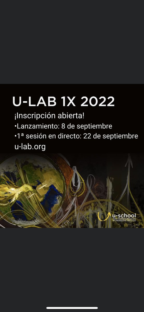 Regístrate en #ulab1x de <a href="/presencing_inst/">Presencing Institute</a>. El equipo de Teoría U en Español ofrecerá interpretación simultánea para la primera sesión global, el jueves 22 de septiembre, a las 10am EDT. Recibe el enlace en gaiaenespanol@gmail.com o en u-school.org/community/hubs…