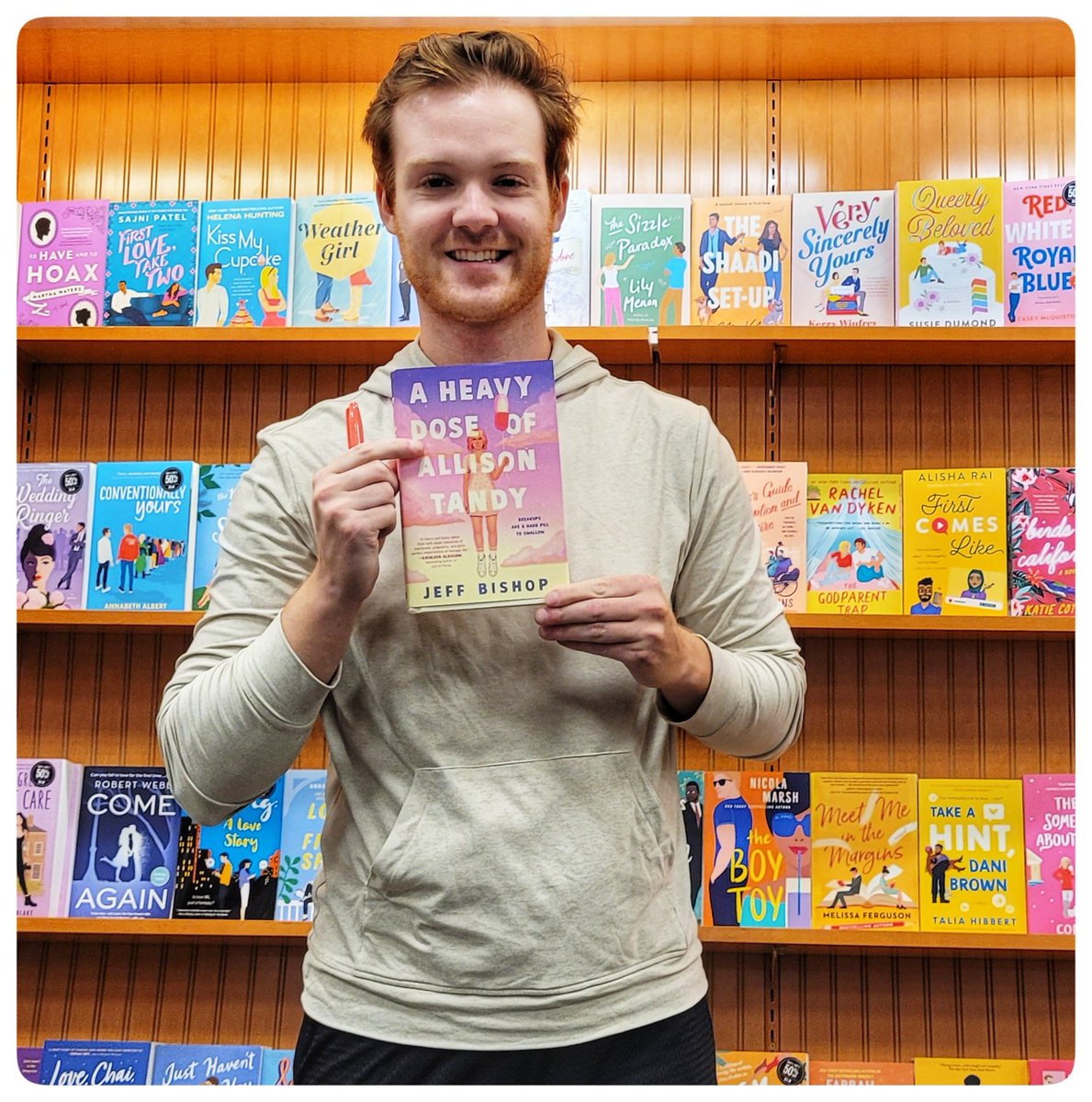 BNStPeters's tweet photo. Jeff Bishop surprised us this evening to sign his YA book, A Heavy Dose of Allison Tandy. He and his book are delightful.
.
.
.
#bnya #bnbooks #yaauthors #booktok #authorsigned https://t.co/xJvJxM9Cfr