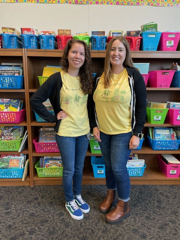 MsMTheCounselor's tweet photo. Throwback to #TwinDay yesterday with Ms. Schlegel!! #HangInThere 🤭 https://t.co/slDDxbUGy5