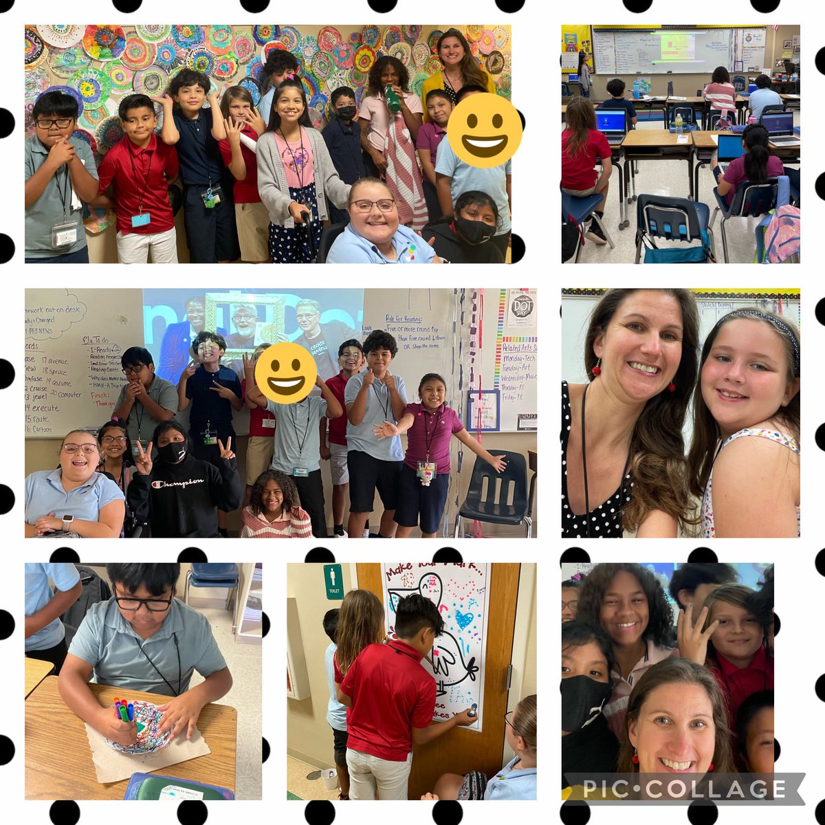 DanielleFryer6's tweet photo. Celebrating Dot Day by making our mark creatively and joining a live Flip Grid with Peter Reynolds!! 😁🟣🔴🔵🟢🟡😁 @peterhreynolds @MicrosoftFlip @PoincianaCCPS https://t.co/aTl9pamDD7