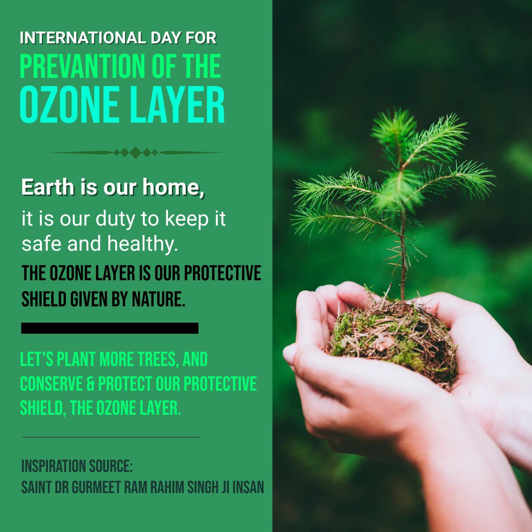 07sukhibrar's tweet photo. Ozone layer is the shield that protects us from the harmful  radiations of the sun. today crores of people of Dera Sacha Sauda are taking care of nature under the guidance of Saint Gurmeet Ram Rahim Ji. so that the ozone layer remains,&amp;the environment remains clean.
#OzoneDay https://t.co/UkBGeWgs1D