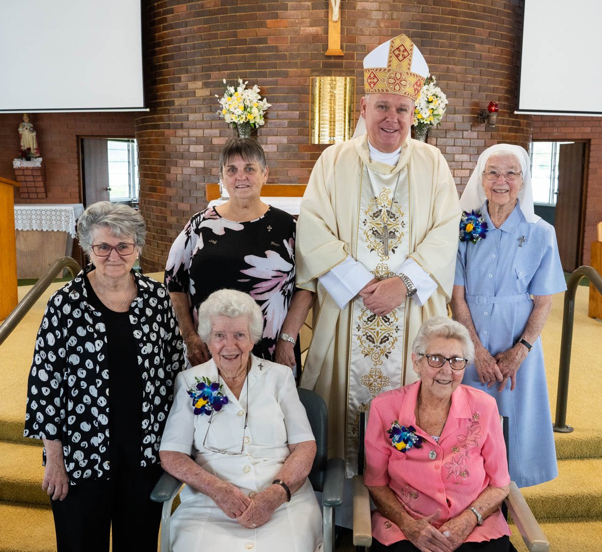 BishopTimH's tweet photo. This morning I celebrated 260 yrs of Consecrated Life for four Sisters of Mercy. Sr Dawn Furse and Sr Carmel Arnold - 70 Years, Sr Rose Pelleri and Sr Marie Geddes - 60 years. These extraordinary women have given so much to the community through their dedication and witness. +Tim https://t.co/milpATloP2