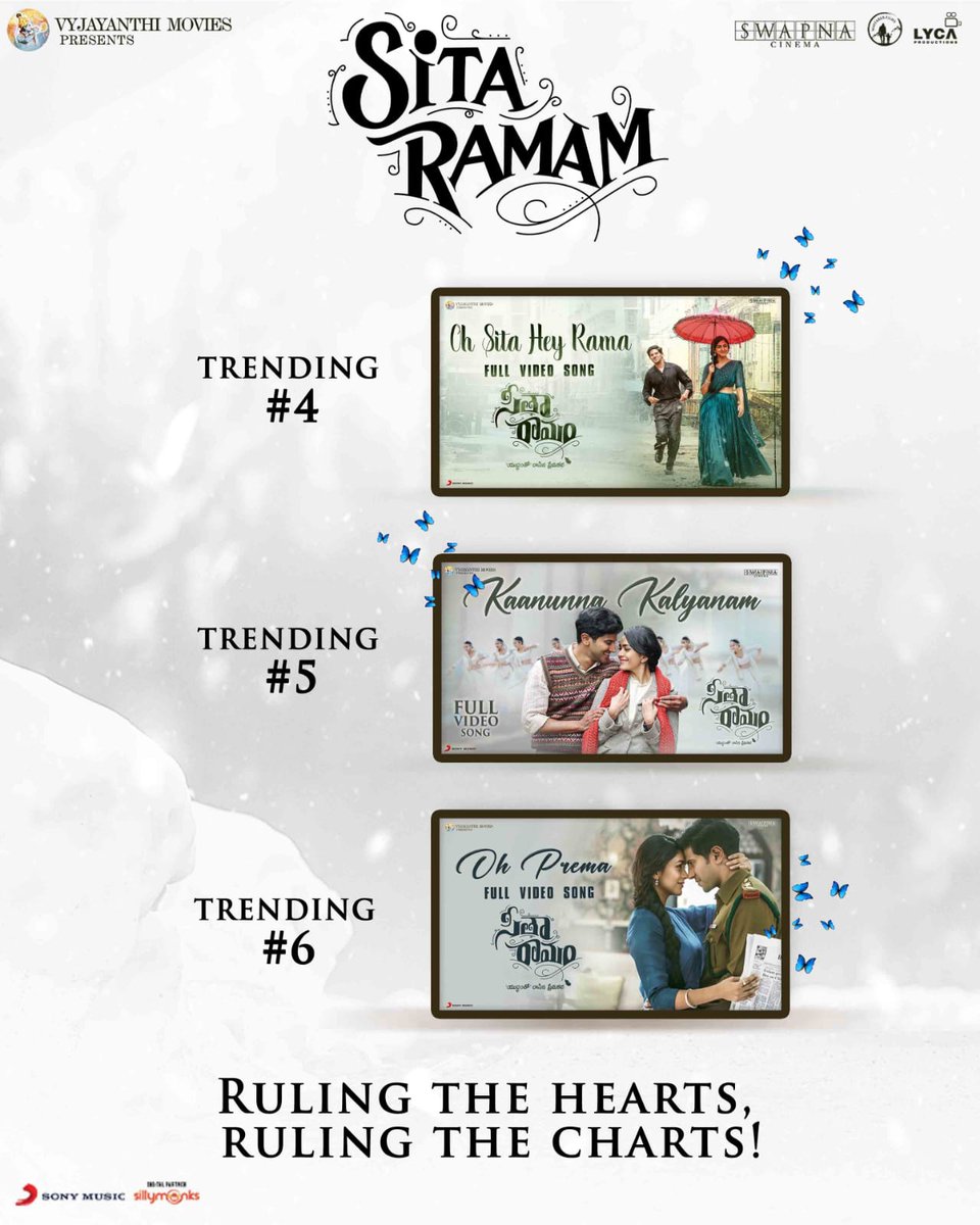 Sudhaka27119185's tweet photo. #SitaRamam continuing to trend across hearts and charts! 💕

Listen to Telugu jukebox here: https://t.co/WR25tbVqzT…

Music composed by @Composer_Vishal🎶

@dulQuer @hanurpudi @mrunal0801 @iamRashmika @iSumanth @VyjayanthiFilms @SwapnaCinema @SonyMusicSouth https://t.co/oKOVx14D0Z