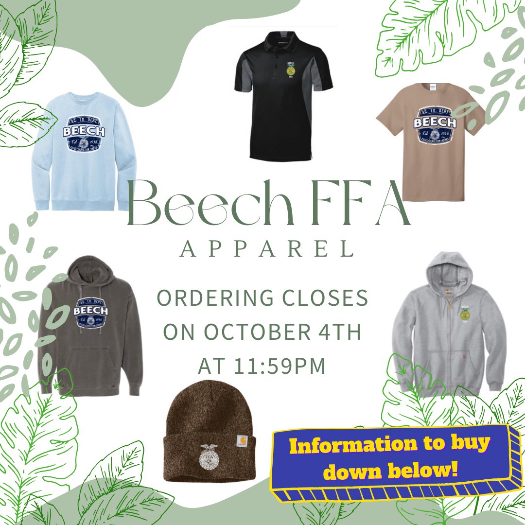 Link to buy our Limited Time Apparel! #beechffa #ffa envisiontees.chipply.com/BeechFFA/