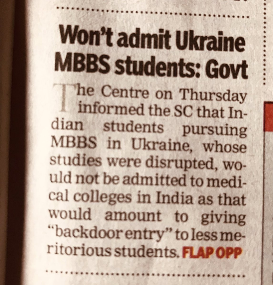 IDK 🤷‍♀️,but looks like a wise decision @SupremeCourtFan @NMC_IND @IMAIndiaOrg #medtwitter #Ukraine #mbbs #NEETresult2022