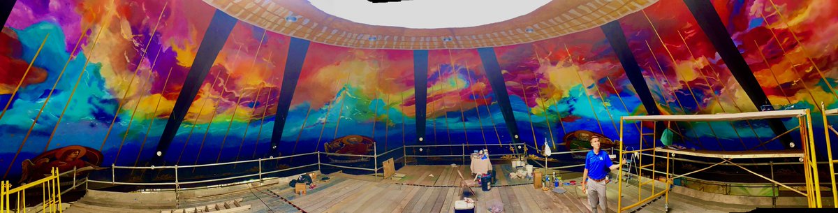 RohnDesign's tweet image. Something great is happening at the new Church - St. Charles Borromeo in Visalia, CA!  Last week, Rohn studio artists completed finishing touches on the dome featuring the 4 Evangelists.  The images reflect the vision of the Parish! The glory of God seen beyond the cosmos.