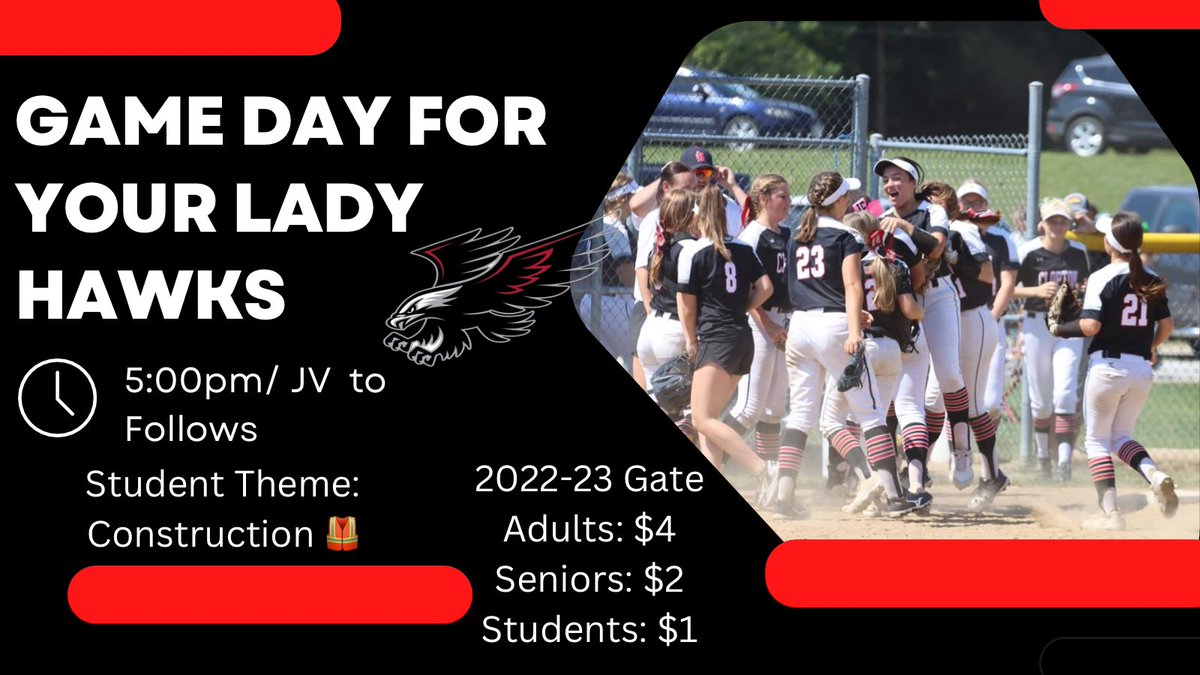 CloptonSoftball's tweet photo. HOME GAME! Today the Lady Hawks will face off with the Lady Wildcats. Hope to see a full crowd at the game!
📍 Clopton
⏰ 5pm/ JV to Follow
Student theme: Construction 
#HawkNation https://t.co/xFJsctJpte