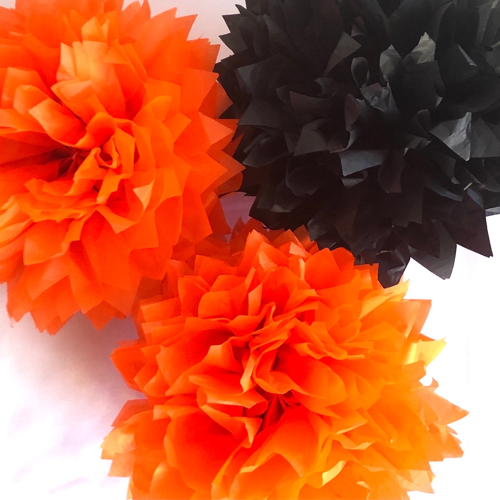 handcrafted_bel's tweet photo. These orange and black tissue paper pom poms are perfect for your Halloween Decor 🎃

Every pom we make has been made with a generous amount of tissue paper so they look fluffy and full. All Poms are #handcut by me ✂️

https://t.co/6oYcUOXh11 https://t.co/6zFeIcOB8V