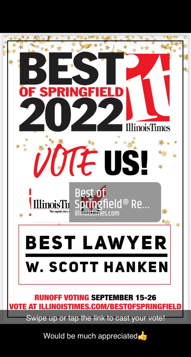 SpringfieldLaws's tweet photo. Thanks for the nomination, everyone! Please click here to vote…
https://t.co/tenKsrXsId https://t.co/4wjhvaUwDz