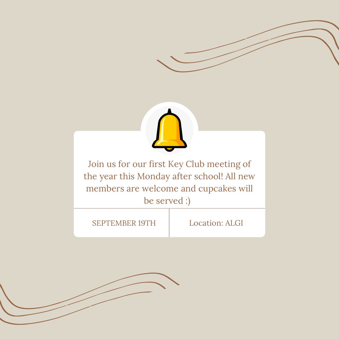 ths_kc's tweet photo. Come join us in the ALGI after school on September 19th for the first Key Club Meeting! All new members are welcome, cupcakes will be served! https://t.co/98MMWxYqPJ